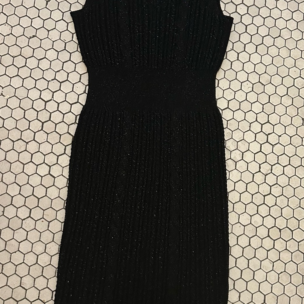 Brooks Brothers Black Textured Midi Dress sleeveless